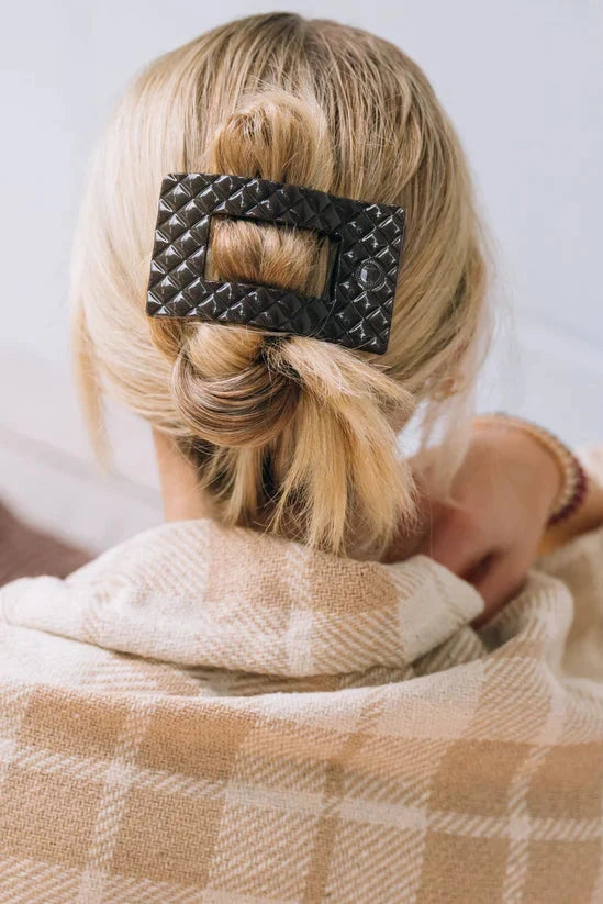 Truly Taupe Quilted Medium Rectangle Flat Clip